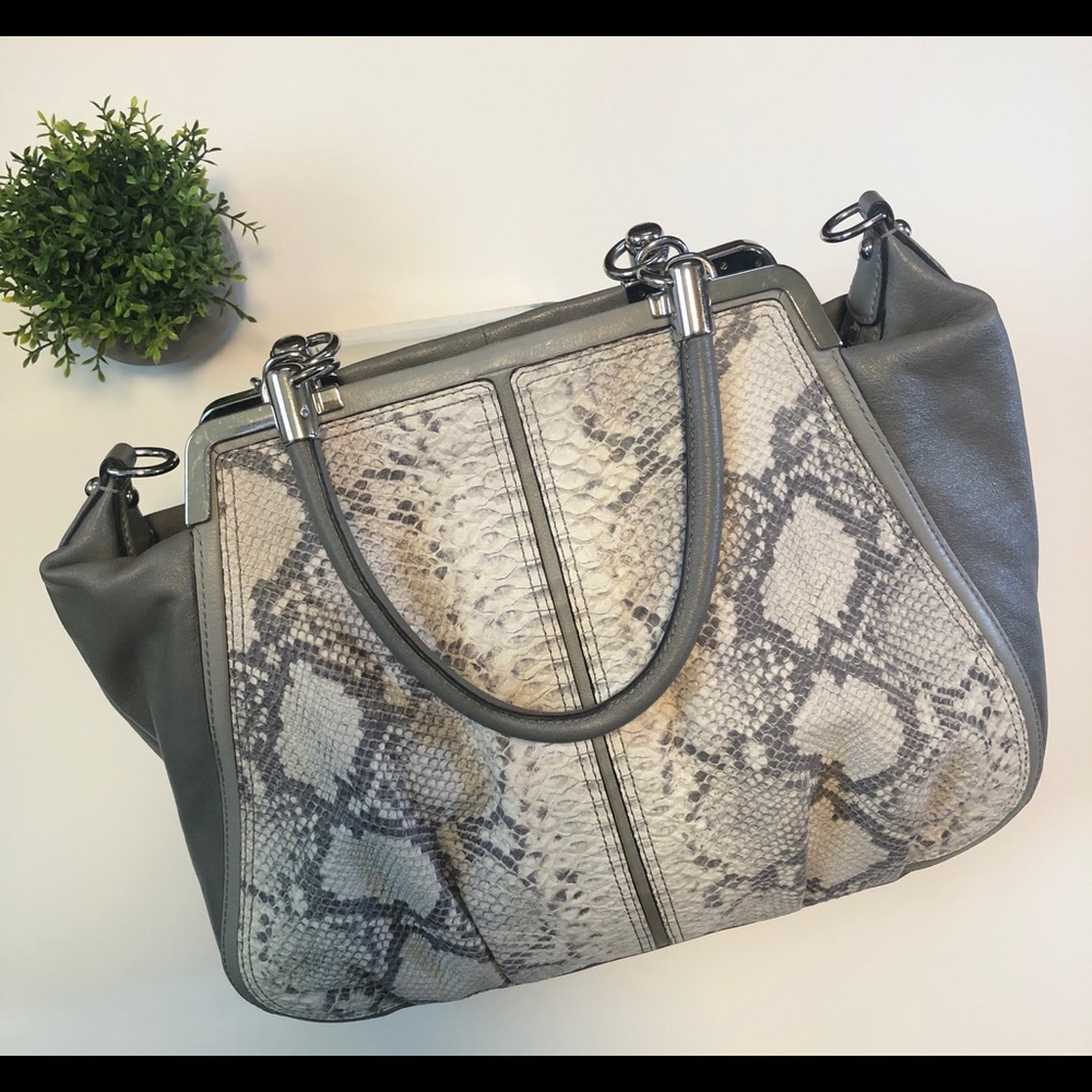 Coach Gray Embossed Python Bag - Picture 2 of 14